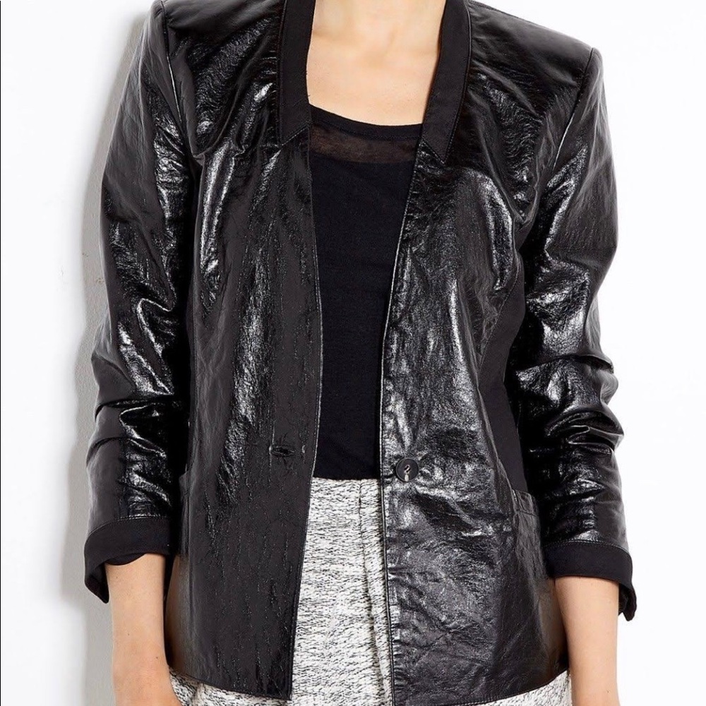 HELMUT LANG NWT FITTED LEATHER JACKET IN BLACK